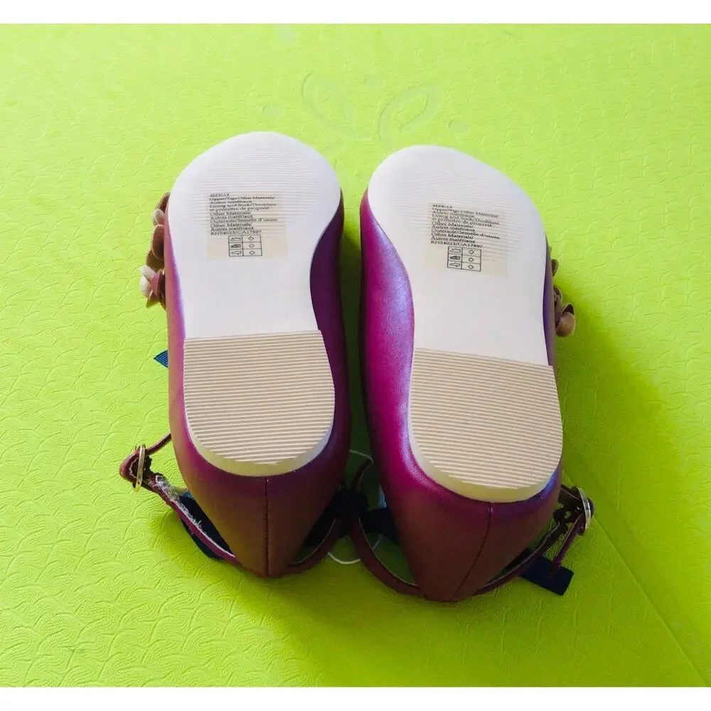 NWT❤️Janie and jack Girls Flower Flat shoes sz13